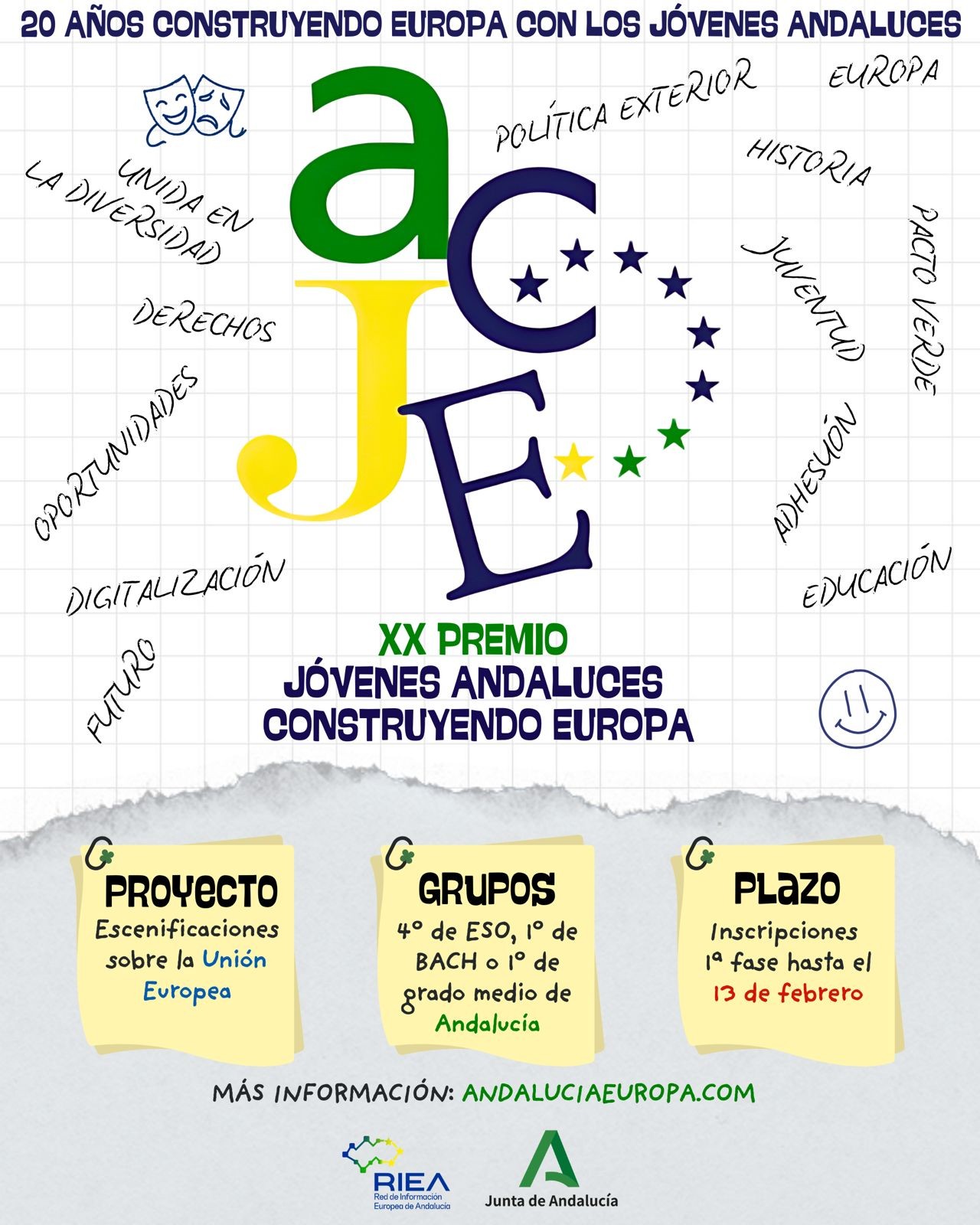 XX edición del Premio Escolar «Jóvenes Andaluces Construyendo Europa» (JACE)